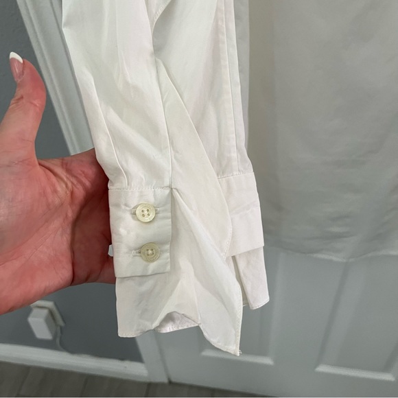 Thakoon Cotton Shirting Long Sleeve Cold Shoulder Button Down Shirt Dress Sz 10 - Picture 7 of 12